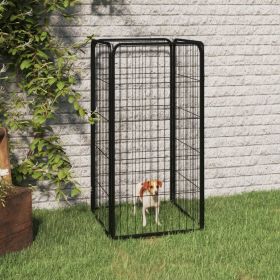 Dog Playpen 4 Panels Black 19.7"x39.4" Powder-coated Steel