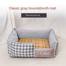 Removable And Washable Pet Bed Four Seasons Universal (Option: Classic Grey-With Mat Cover-S)