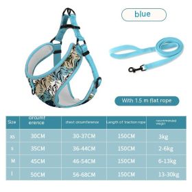 Pet Hand Holding Rope Vest-style Dog Reflective Explosion-proof (Option: Tiger Skin Blue Suit-L)