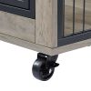 Furniture Style Dog Crate Side Table on Wheels with Double Doors and Lift Top