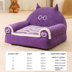 Small And Medium-sized Dogs Teddy Bichon Winter Warm Dehaired Angora Dog Bed Cat Sofa (Option: Purple Lamb-40x30cm)