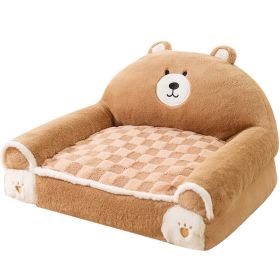 Small And Medium-sized Dogs Teddy Bichon Winter Warm Dehaired Angora Dog Bed Cat Sofa (Option: Brown Bear-40x30cm)